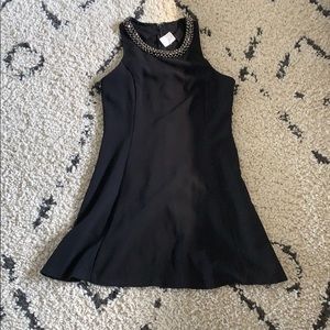 Black A line dress with beaded neckline